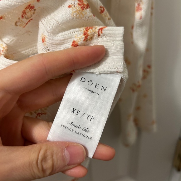 DÔEN Amelie Top in French Marigold organic cotton pointelle - Picture 6 of 7